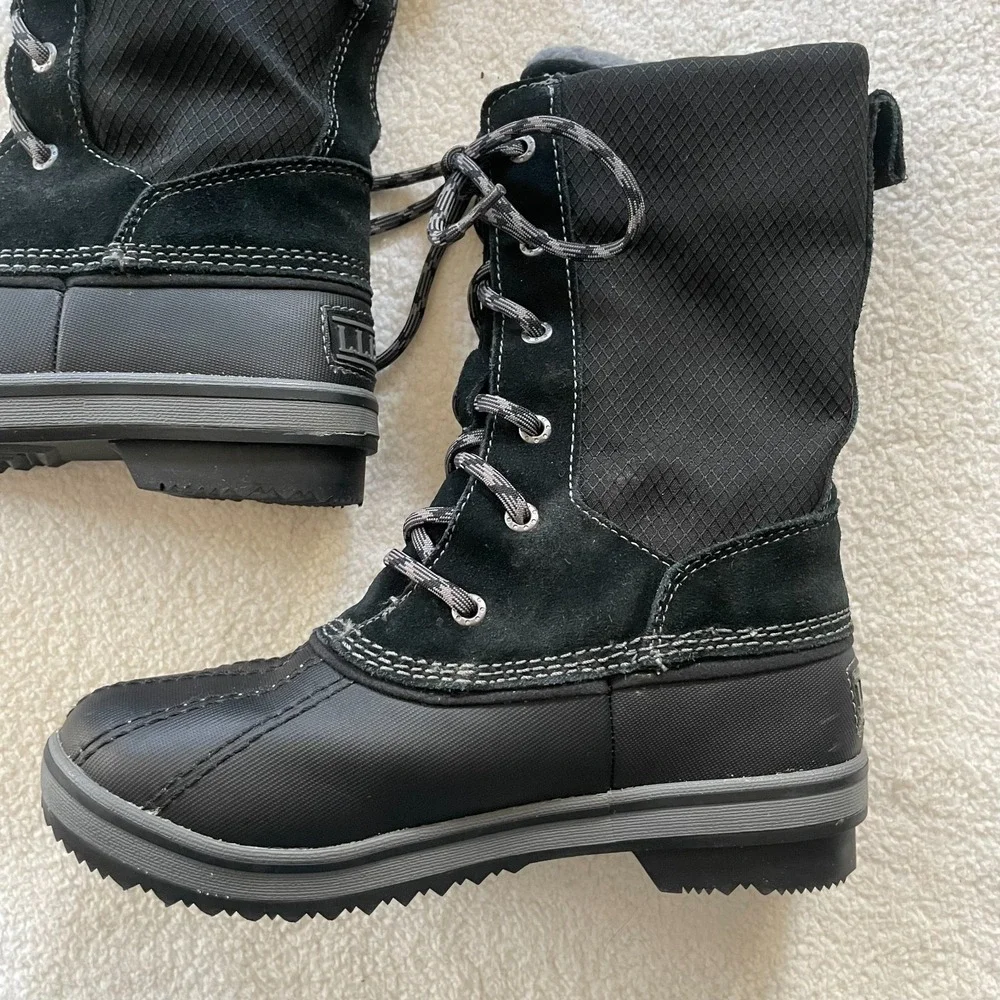 LL Bean Youth Boots Insulated 200g Waterproof Tek 2.5 Laceup Size 3 Black Duck